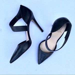 Vince Camuto black strap pump heels